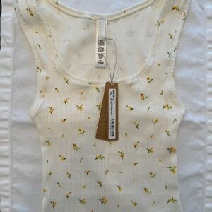 Skims Cotton Rib Tank in Marigold Rosebud Print
